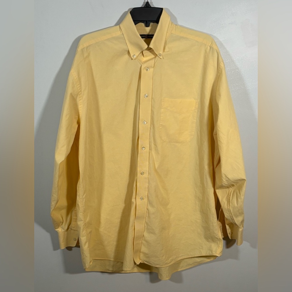 Tommy Hilfiger Men’s Yellow Button Down Shirt Large Long Sleeve